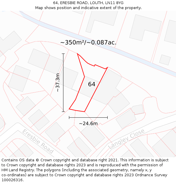 64, ERESBIE ROAD, LOUTH, LN11 8YG: Plot and title map