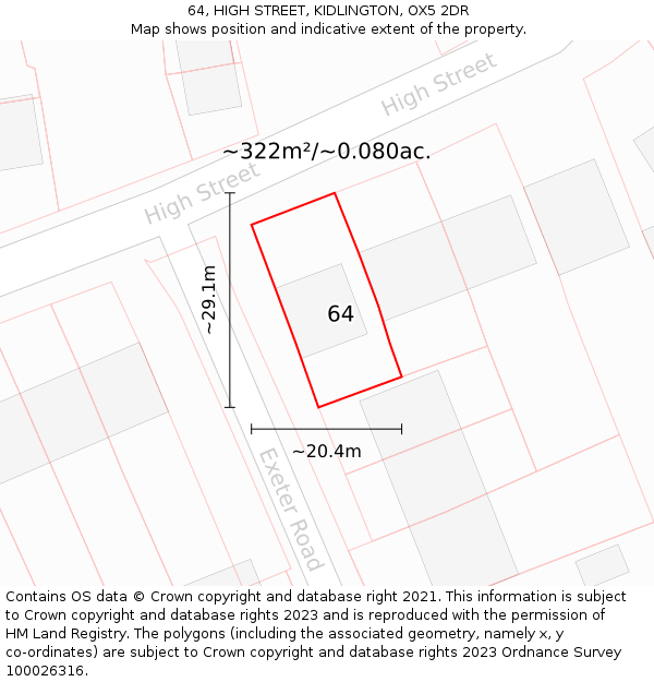 64, HIGH STREET, KIDLINGTON, OX5 2DR: Plot and title map