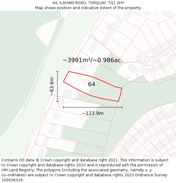 64, ILSHAM ROAD, TORQUAY, TQ1 2HY: Plot and title map