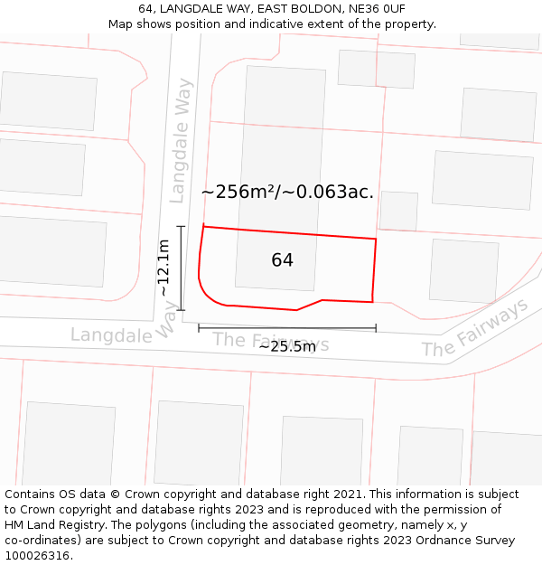 64, LANGDALE WAY, EAST BOLDON, NE36 0UF: Plot and title map