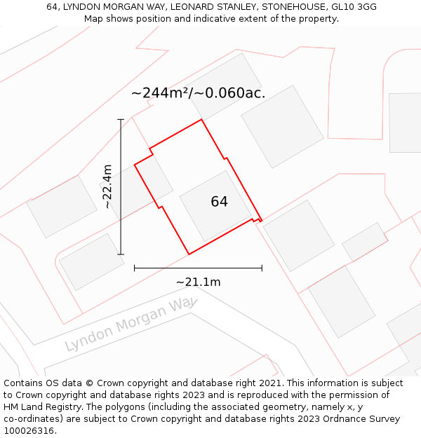 64, LYNDON MORGAN WAY, LEONARD STANLEY, STONEHOUSE, GL10 3GG: Plot and title map