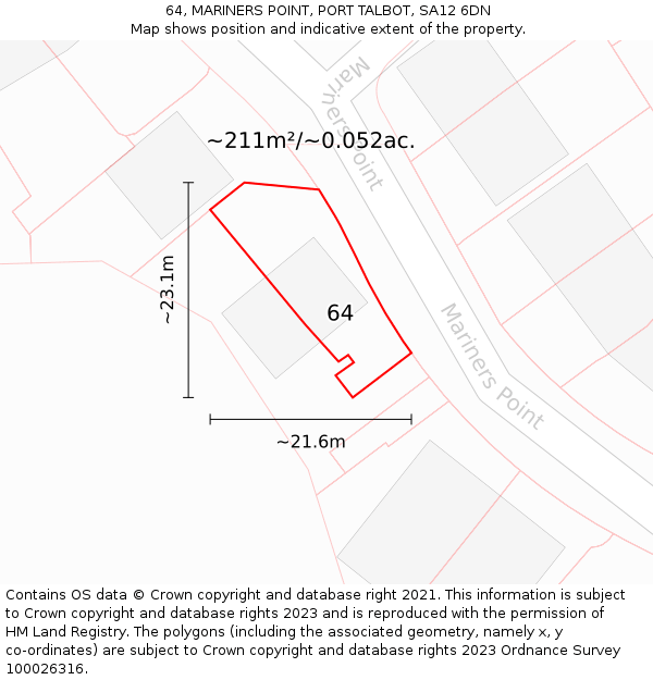 64, MARINERS POINT, PORT TALBOT, SA12 6DN: Plot and title map