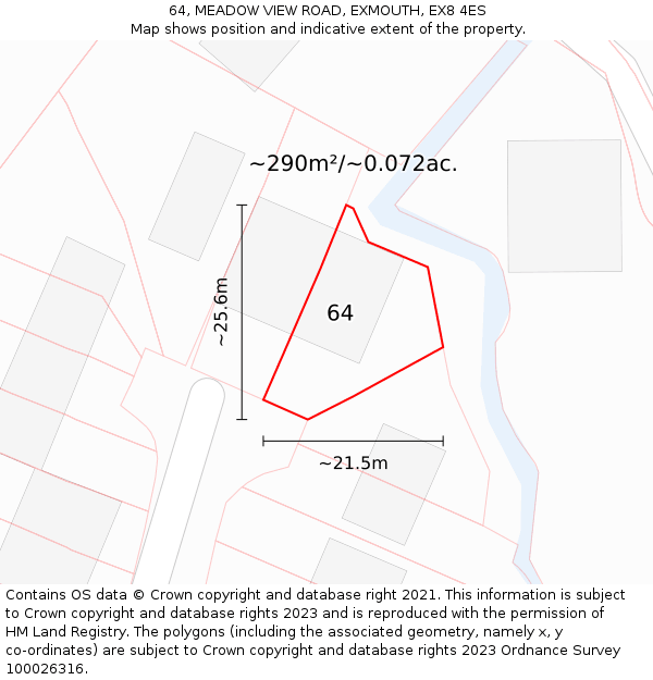 64, MEADOW VIEW ROAD, EXMOUTH, EX8 4ES: Plot and title map