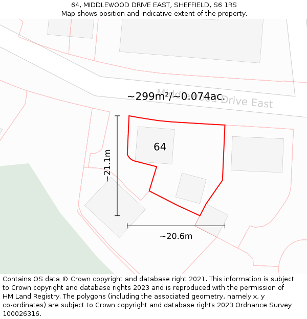 64, MIDDLEWOOD DRIVE EAST, SHEFFIELD, S6 1RS: Plot and title map