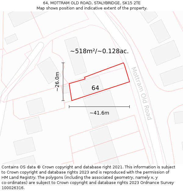 64, MOTTRAM OLD ROAD, STALYBRIDGE, SK15 2TE: Plot and title map