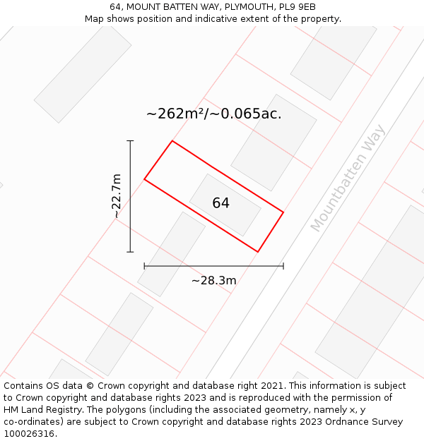64, MOUNT BATTEN WAY, PLYMOUTH, PL9 9EB: Plot and title map
