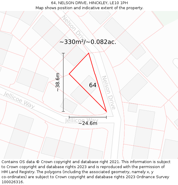 64, NELSON DRIVE, HINCKLEY, LE10 1PH: Plot and title map