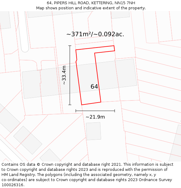 64, PIPERS HILL ROAD, KETTERING, NN15 7NH: Plot and title map