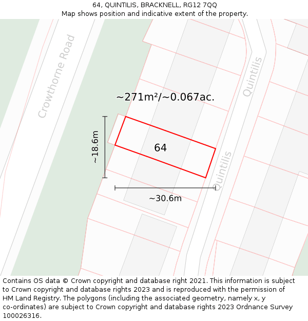 64, QUINTILIS, BRACKNELL, RG12 7QQ: Plot and title map