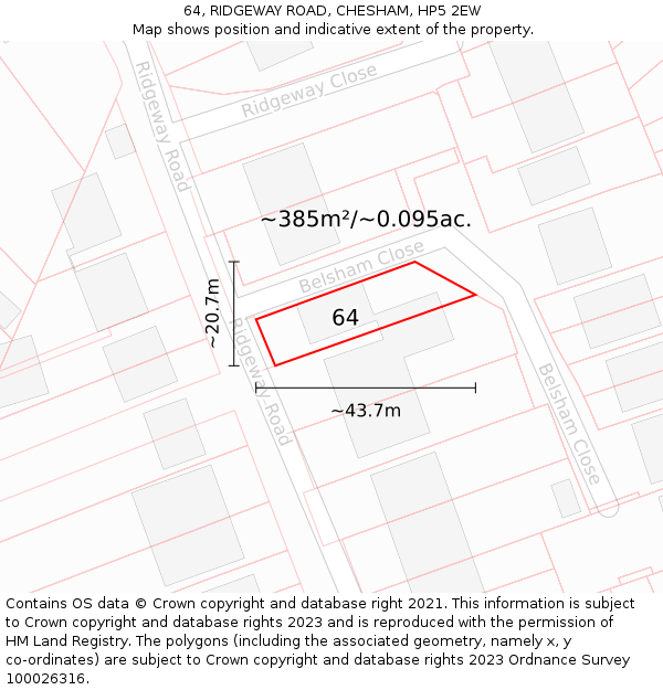 64, RIDGEWAY ROAD, CHESHAM, HP5 2EW: Plot and title map