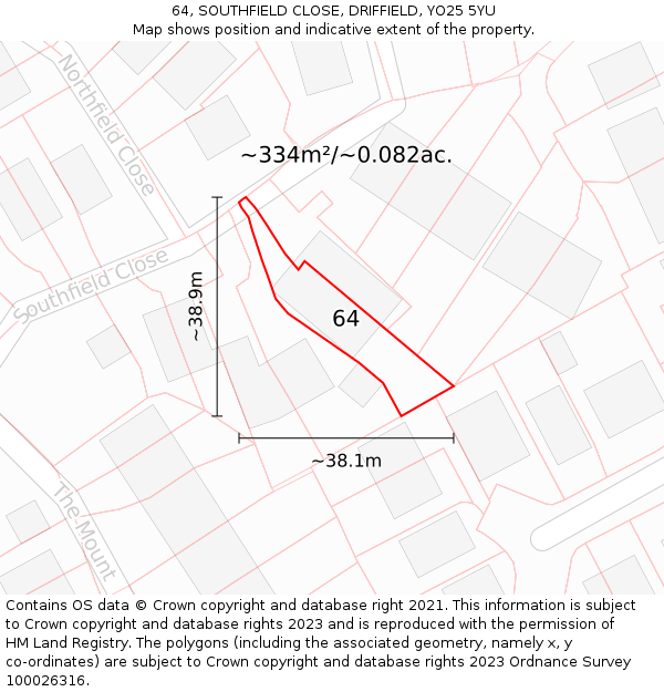 64, SOUTHFIELD CLOSE, DRIFFIELD, YO25 5YU: Plot and title map