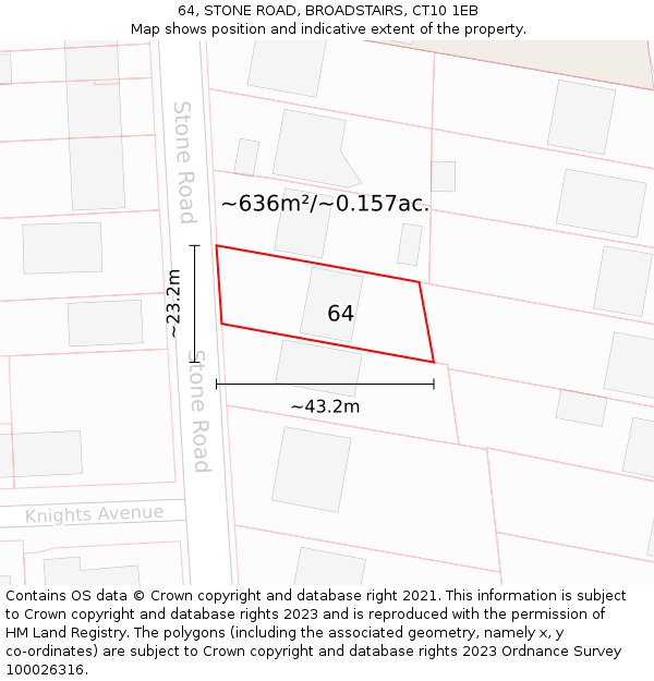 64, STONE ROAD, BROADSTAIRS, CT10 1EB: Plot and title map