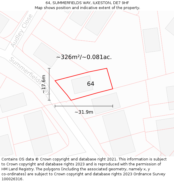 64, SUMMERFIELDS WAY, ILKESTON, DE7 9HF: Plot and title map