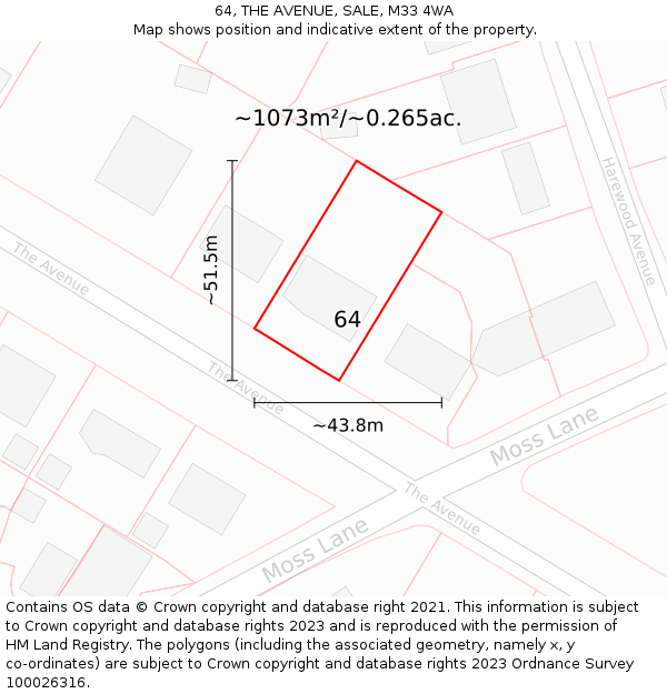 64, THE AVENUE, SALE, M33 4WA: Plot and title map