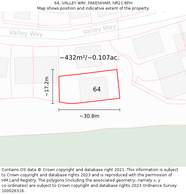 64, VALLEY WAY, FAKENHAM, NR21 8PH: Plot and title map