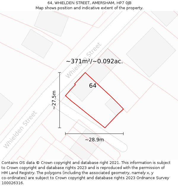 64, WHIELDEN STREET, AMERSHAM, HP7 0JB: Plot and title map