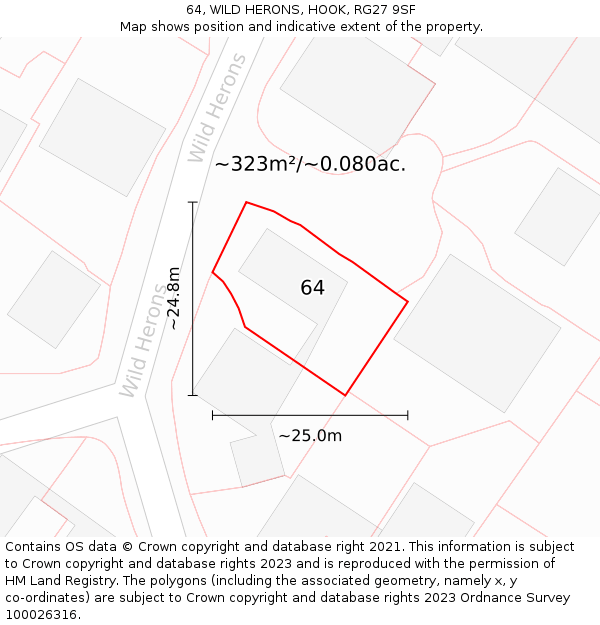 64, WILD HERONS, HOOK, RG27 9SF: Plot and title map