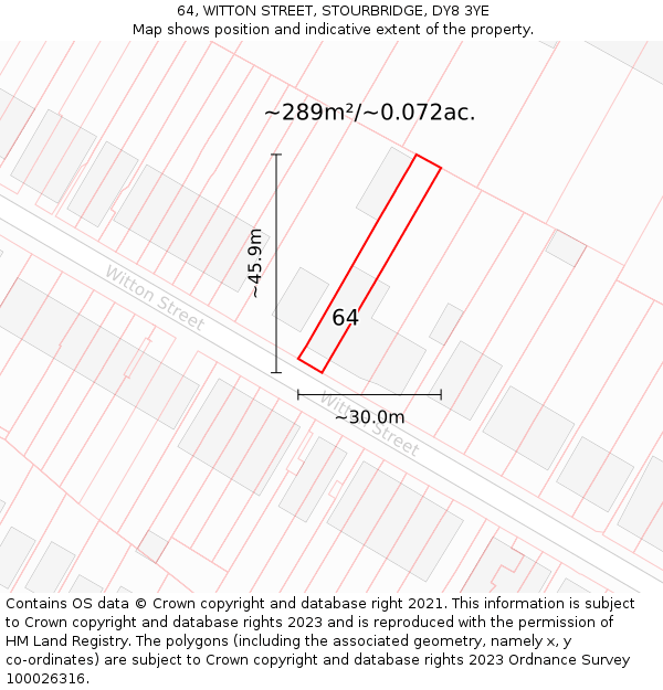 64, WITTON STREET, STOURBRIDGE, DY8 3YE: Plot and title map