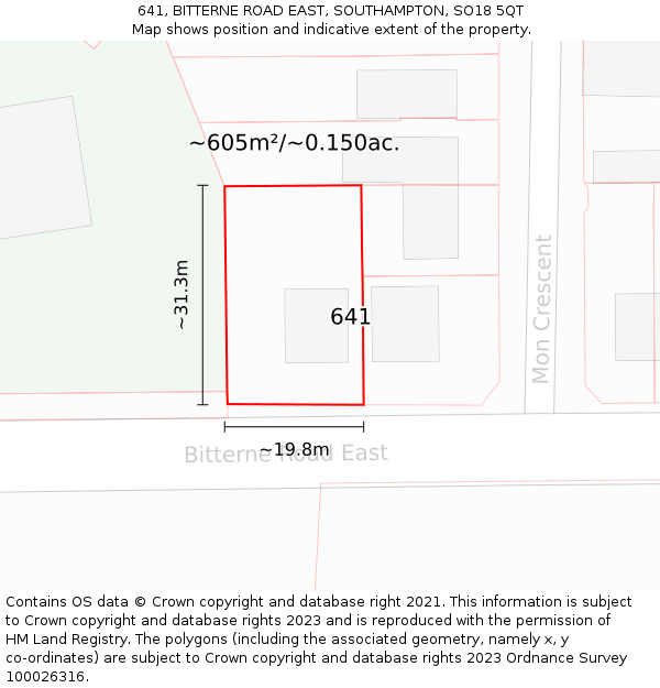 641, BITTERNE ROAD EAST, SOUTHAMPTON, SO18 5QT: Plot and title map