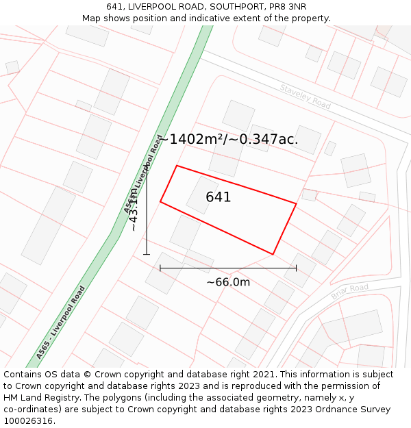 641, LIVERPOOL ROAD, SOUTHPORT, PR8 3NR: Plot and title map