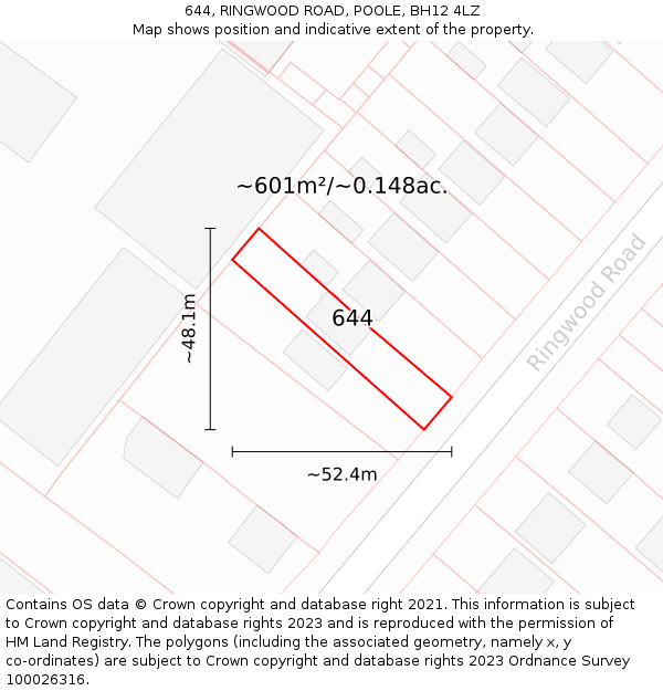 644, RINGWOOD ROAD, POOLE, BH12 4LZ: Plot and title map