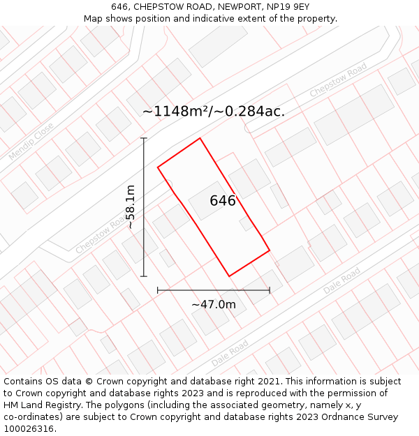646, CHEPSTOW ROAD, NEWPORT, NP19 9EY: Plot and title map