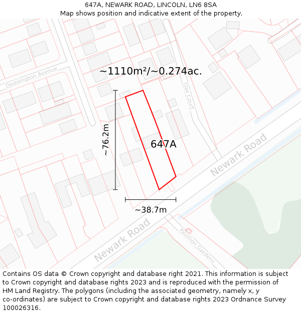 647A, NEWARK ROAD, LINCOLN, LN6 8SA: Plot and title map