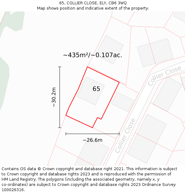 65, COLLIER CLOSE, ELY, CB6 3WQ: Plot and title map