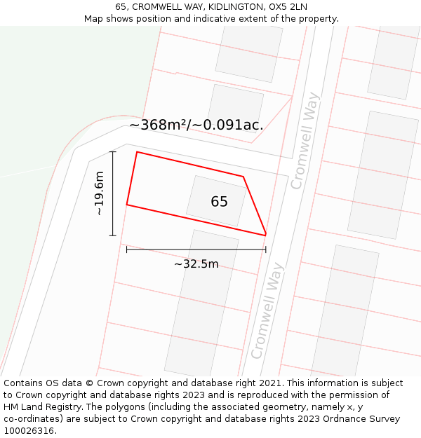 65, CROMWELL WAY, KIDLINGTON, OX5 2LN: Plot and title map