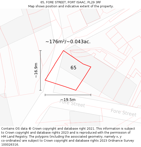 65, FORE STREET, PORT ISAAC, PL29 3RF: Plot and title map