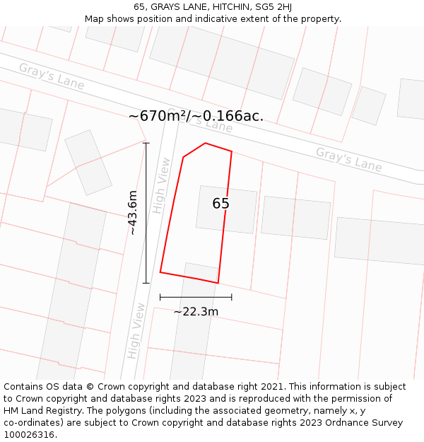 65, GRAYS LANE, HITCHIN, SG5 2HJ: Plot and title map