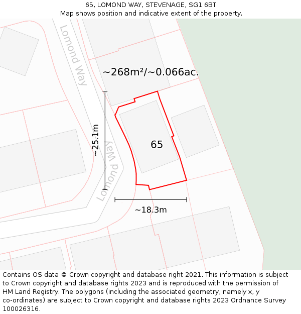 65, LOMOND WAY, STEVENAGE, SG1 6BT: Plot and title map