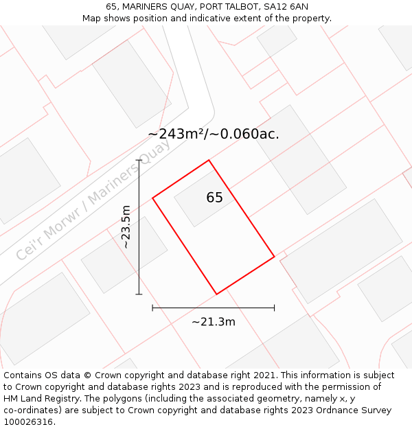 65, MARINERS QUAY, PORT TALBOT, SA12 6AN: Plot and title map