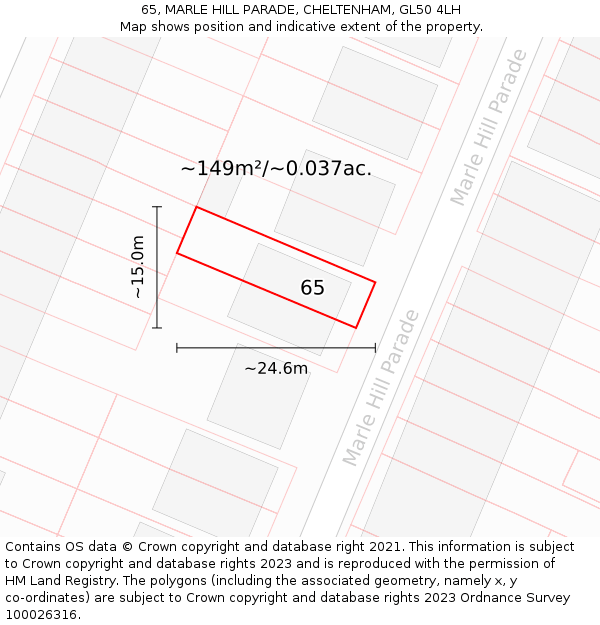 65, MARLE HILL PARADE, CHELTENHAM, GL50 4LH: Plot and title map