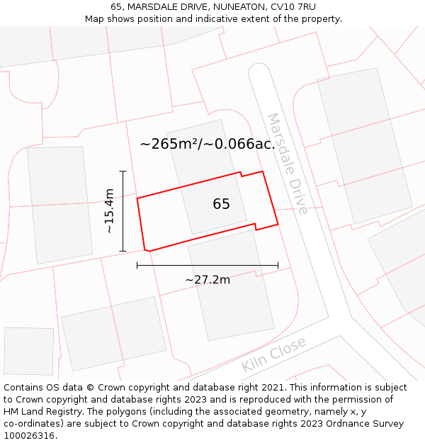 65, MARSDALE DRIVE, NUNEATON, CV10 7RU: Plot and title map