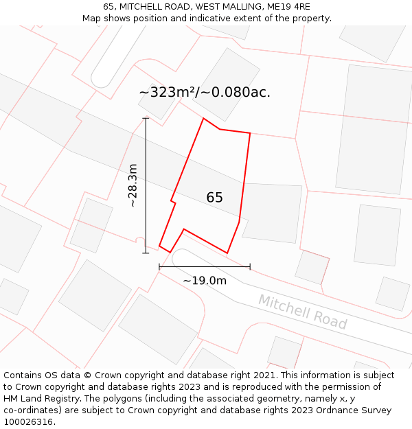 65, MITCHELL ROAD, WEST MALLING, ME19 4RE: Plot and title map