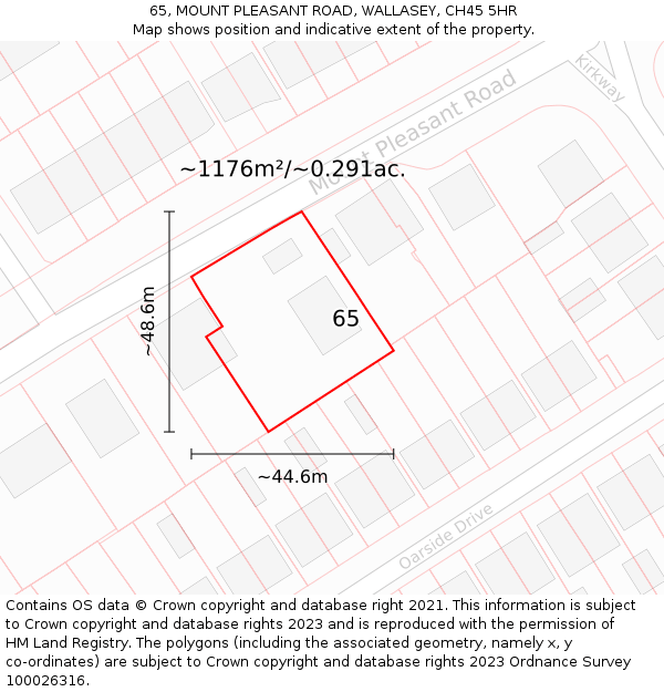 65, MOUNT PLEASANT ROAD, WALLASEY, CH45 5HR: Plot and title map