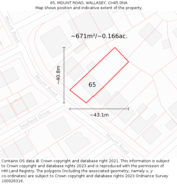 65, MOUNT ROAD, WALLASEY, CH45 0NA: Plot and title map