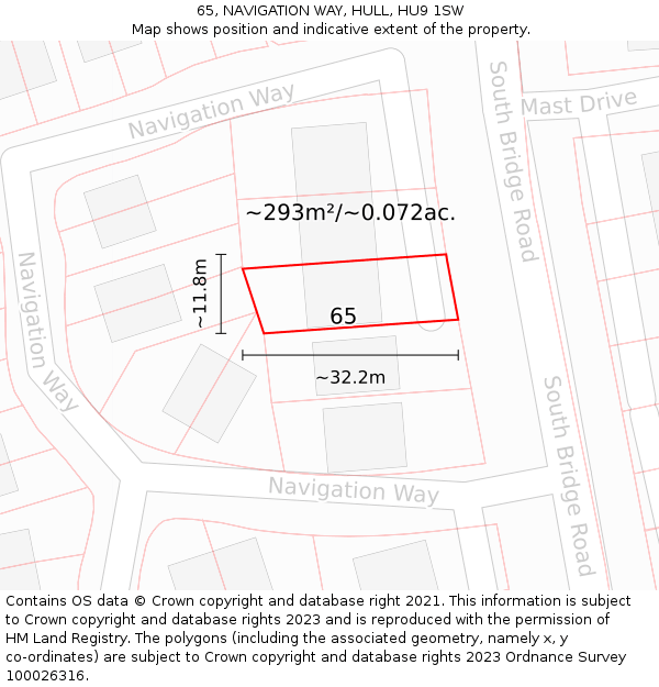 65, NAVIGATION WAY, HULL, HU9 1SW: Plot and title map