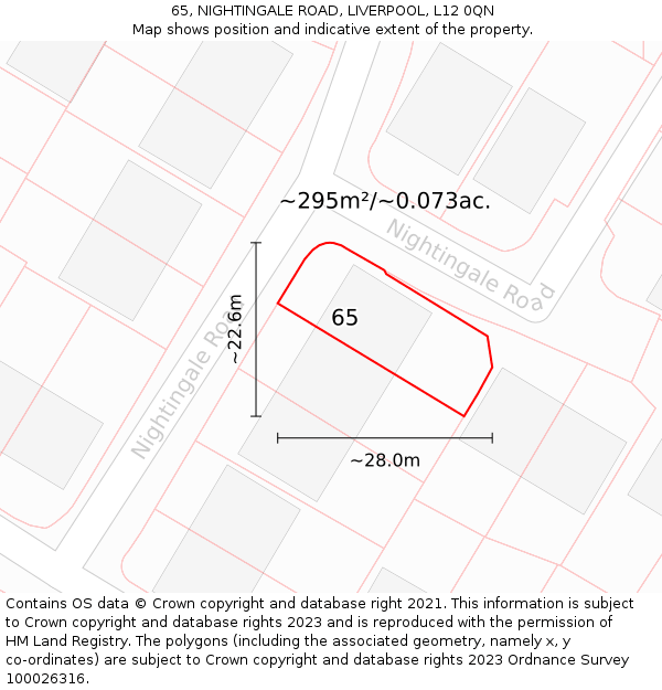 65, NIGHTINGALE ROAD, LIVERPOOL, L12 0QN: Plot and title map