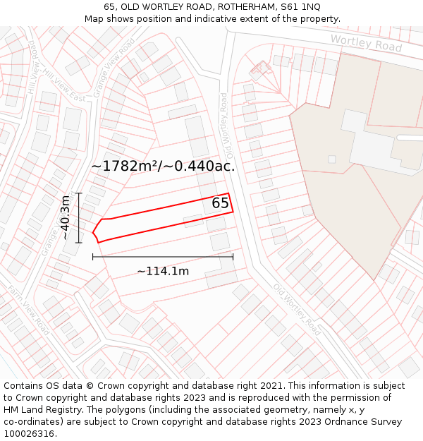 65, OLD WORTLEY ROAD, ROTHERHAM, S61 1NQ: Plot and title map