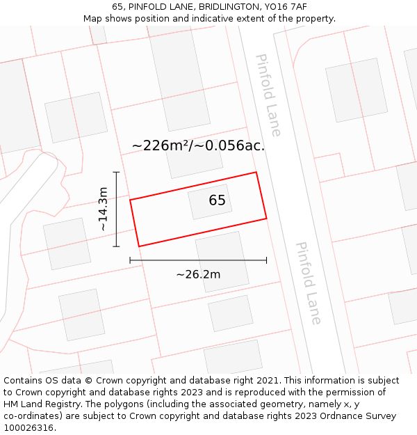 65, PINFOLD LANE, BRIDLINGTON, YO16 7AF: Plot and title map