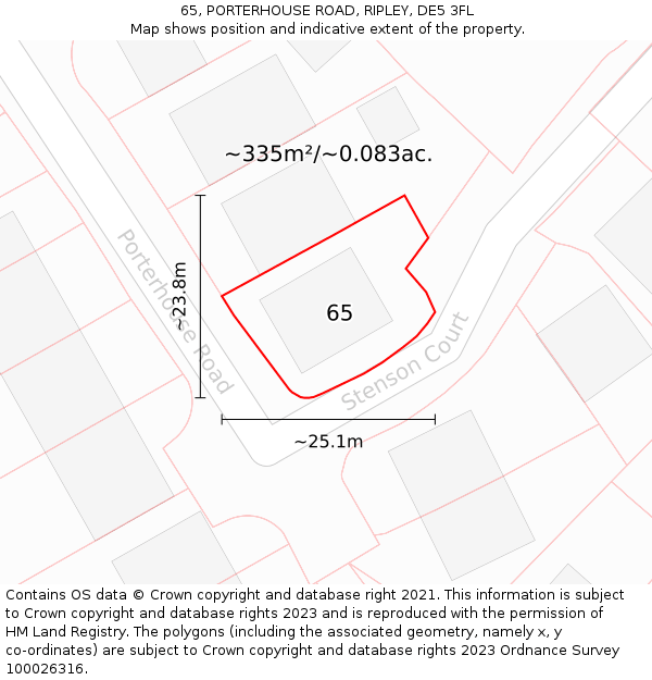 65, PORTERHOUSE ROAD, RIPLEY, DE5 3FL: Plot and title map