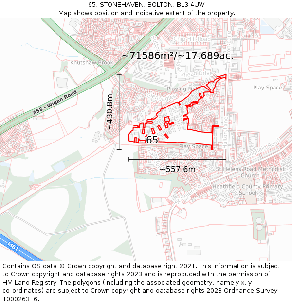 65, STONEHAVEN, BOLTON, BL3 4UW: Plot and title map