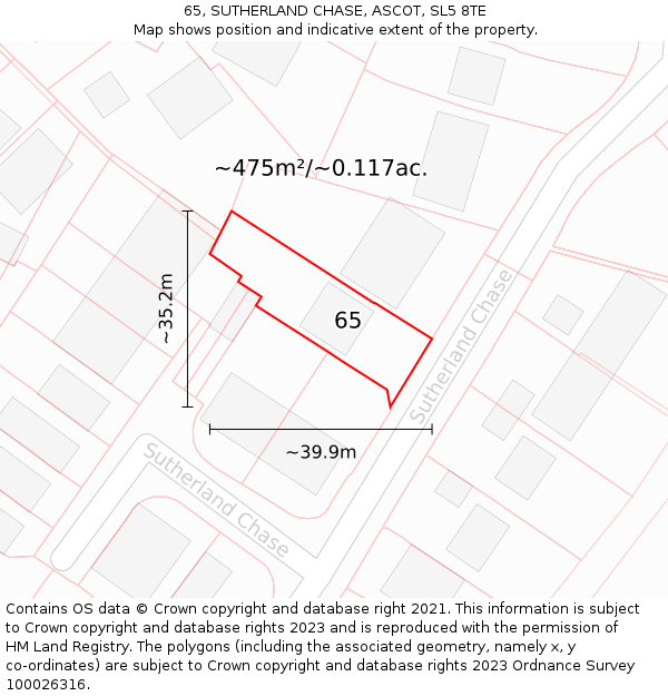 65, SUTHERLAND CHASE, ASCOT, SL5 8TE: Plot and title map