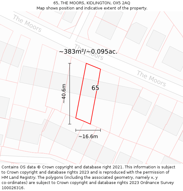 65, THE MOORS, KIDLINGTON, OX5 2AQ: Plot and title map