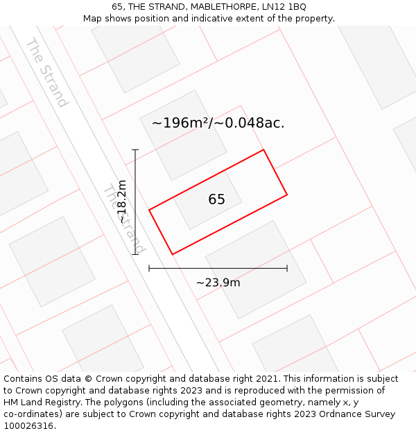 65, THE STRAND, MABLETHORPE, LN12 1BQ: Plot and title map