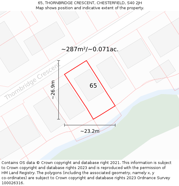 65, THORNBRIDGE CRESCENT, CHESTERFIELD, S40 2JH: Plot and title map