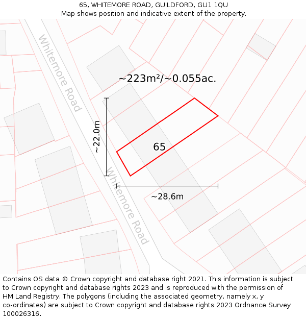 65, WHITEMORE ROAD, GUILDFORD, GU1 1QU: Plot and title map