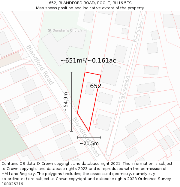 652, BLANDFORD ROAD, POOLE, BH16 5ES: Plot and title map